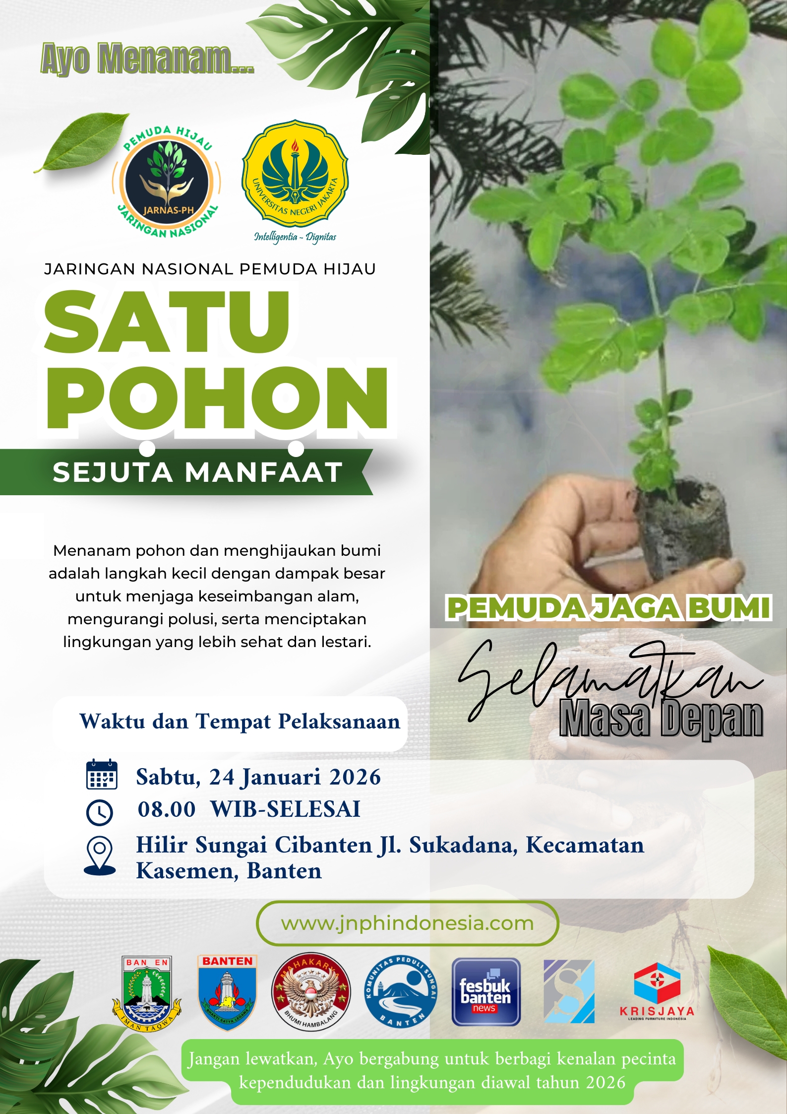 [ID] Awal Tahun 2026, Jaringan Nasional Pemuda Hijau Tanam Pohon Kelor di DAS Cibanten