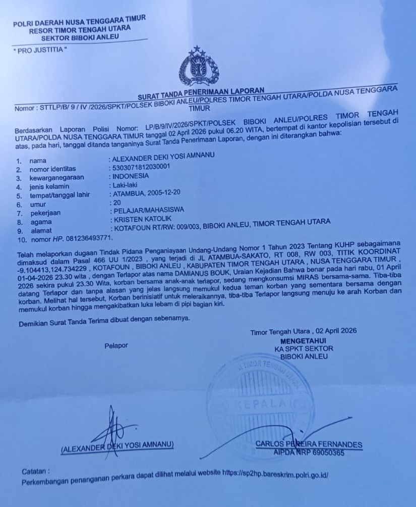 [ID] Diduga Aniaya Warga, Seorang Pria di Biboki Anleu Dilaporkan ke Polisi